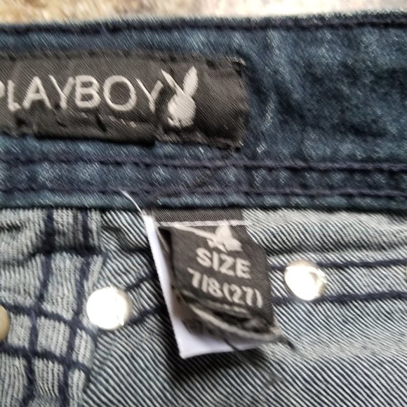 Playboy Distressed Side Rivet  Skinny Jeans  Size 7/8 - Picture 6 of 13